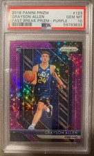 2018 PRIZM GRAYSON ALLEN #123 FAST BREAK PURPLE PRIZM RC /75 UTAH JAZZ PSA 10