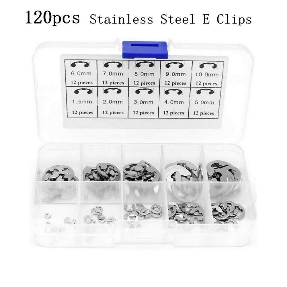 120x External E Clips Circlip C Clip Retaining Clips Assorted M1.5 ...