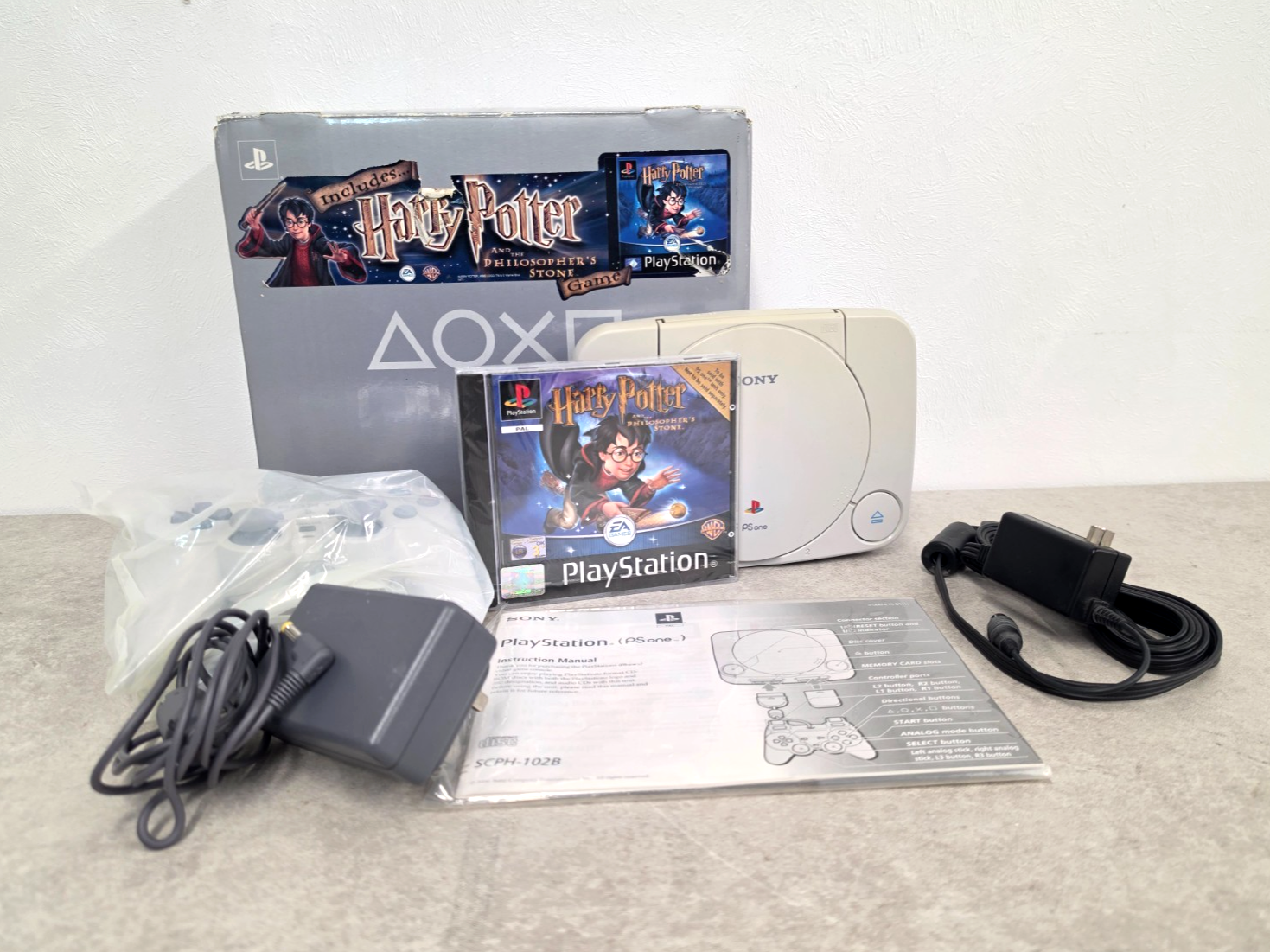 Boxed Sony Playstation 1 PS1 PS ONE Console Harry Potter Game Bundle SCPH-102