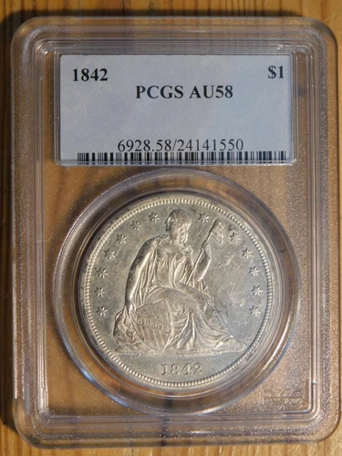 1842 Liberty Seated Dollar *PCGS  AU 58*