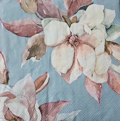 TWO Individual Napkins Magnolia Flowers Lunch Decoupage (16)