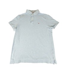 Tommy Hilfiger Polo Shirt sz M Men Light Blue Preppy Cotton LOGO Short Sleeve