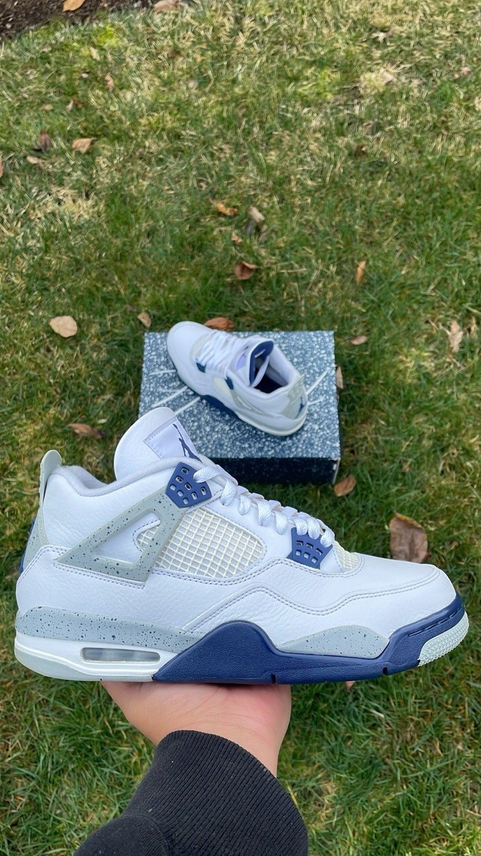 Nike Air Jordan 4 ホワイト/ネイビー Size 10.5 - Air Jordan 4 Retro Midnight Navy White | eBay