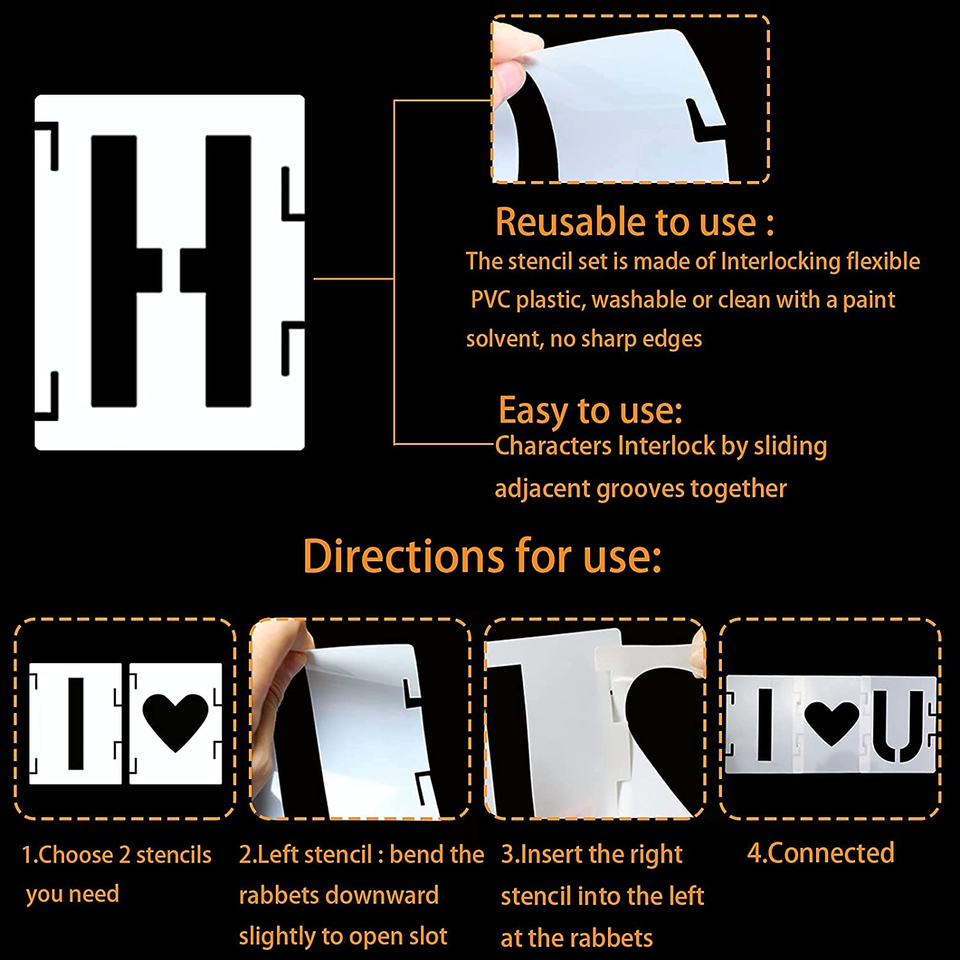 4 Inch Letter Stencils Symbol Numbers Craft Stencils, 42 Pcs Reusable ...
