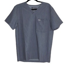 FIGS MEN'S LEON THREE POCKET GRAY SCRUB TOP SIZE S