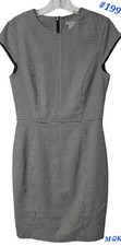 H&M Sheath Dress Houndstooth White Black Sleeveless Career Party Dress Size 6