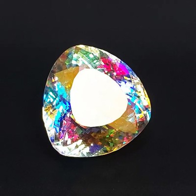 Certified 50 Ct Natural Rainbow Color Trillion Cut Mystic Topaz Loose Gemstone