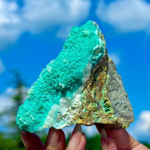 220G Natural Blue Texture Aragonite Dendritic Crystal Mineral Specimen /Yunnan