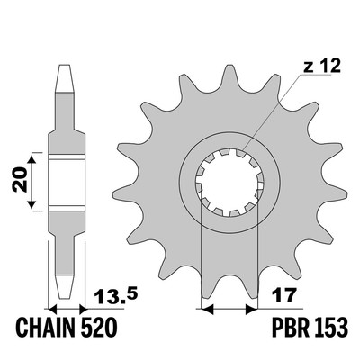 Fantic Motor Coach 212 1995-1995 Ritzel PBR Schritt 520 11 Zähne
