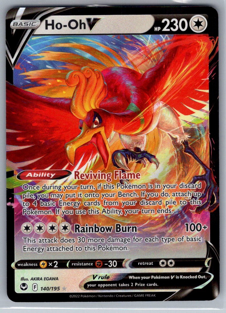 2022 Ho-Oh V 140/195 Pokemon Silver Tempest V Rare Holo