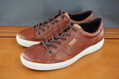 Ecco Soft 7 Shoes Mens Size 7 Brown Leather Low Top Sneakers Extra Width Comfort