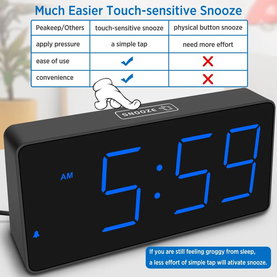Digital Alarm Clock for Bedroom Bedside, Loud Alarm Clock for Heavy Sleepers - Image 3 of 4