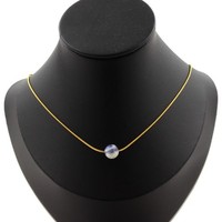 Halskette 1 Perle Sodalith 8 Mm Kette Stahl Golden Edelstahl
