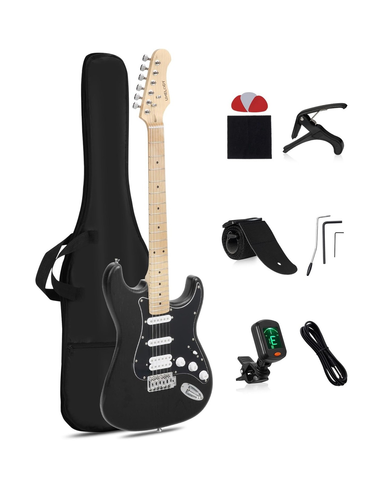 UST-150 Beginner Electric Guitar, Lightweight ST Style Guitar with Matte Natu