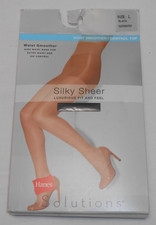 Hanes Solutions Silky Sheer Control Top Pantyhose Black L NEW El Salvador