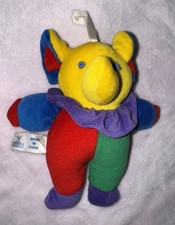 Gipsy Baby Toy Primary Color Plush Elephant Rattle Made In France 6 HTF VTG