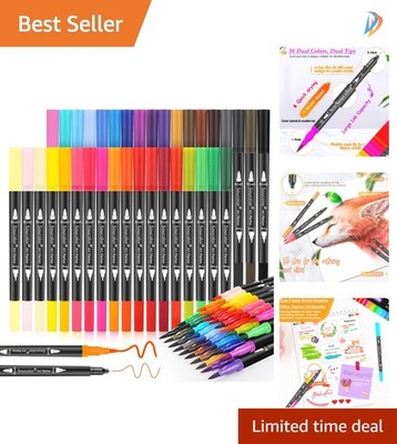 Vibrant 36 Color Brush and Fine Point Markers - Perfect for Adult Art Projects