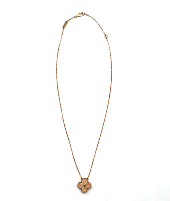 Van Cleef & Arpels 18KT Rose Gold Hammered Vintage Alhambra Necklace