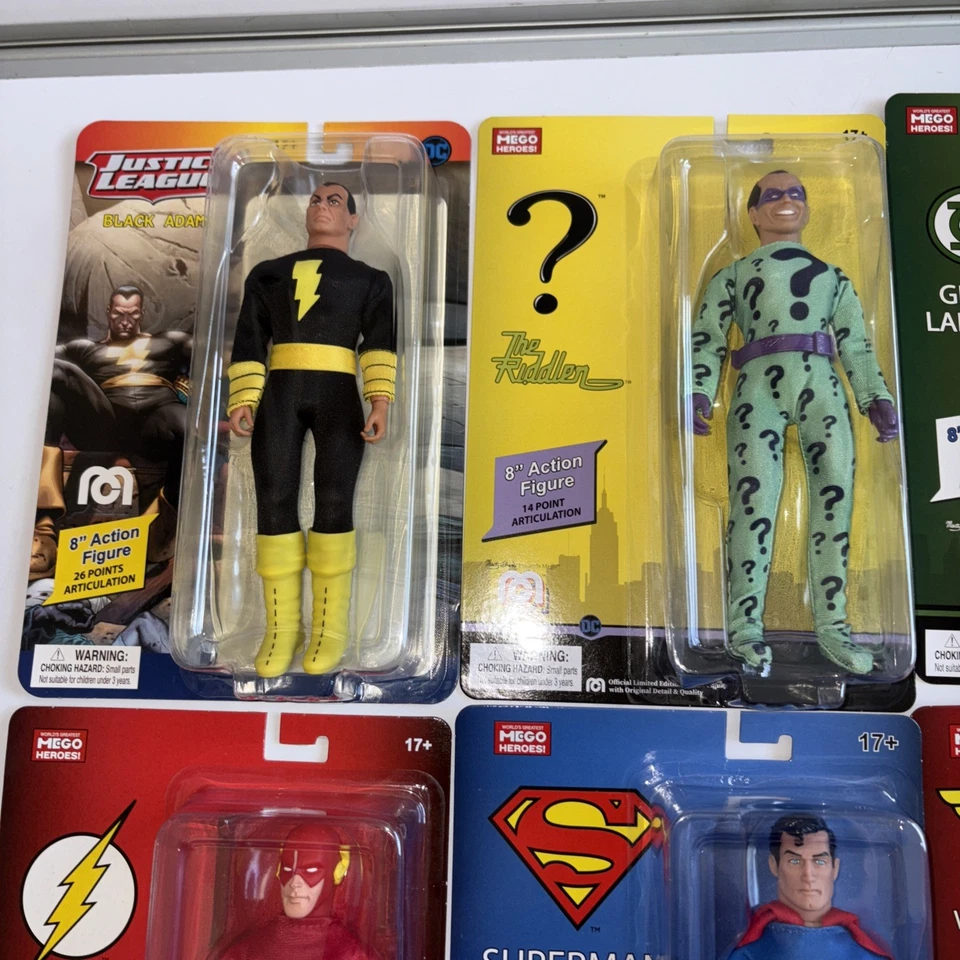 Mego DC LOT OF 8 FIGURES BATMAN, FLASH, SUPERMAN 8" figures NEW - Image 2 of 4