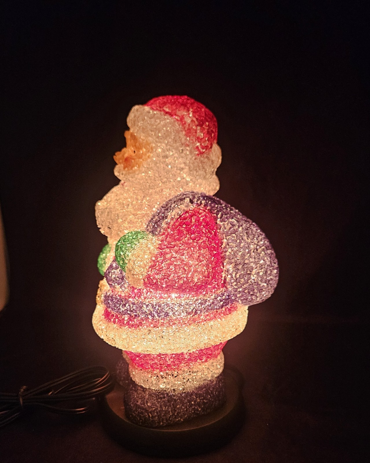 VTG Sehl 2000 Light Up Santa Table Top Hard Plastic Molded Pellet Popcorn 