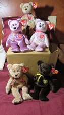 Lot of 5 TY Beanie Babies Signature Bears with Hang and Tush Tags 1999-2003