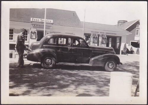 1937 Buick sedan E W McDonald Colonial Esso gasoline vernacular photo Falmouth