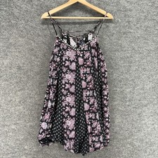 American Eagle Dress Women M Medium Black Floral Mini Short V-Neck Sleeveless
