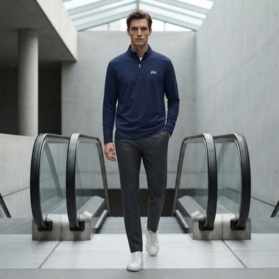 Peter Millar Perth Performance Quarter-Zip Pullover Navy#1455