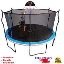 14ft Trampoline with Basketball Hoop Heavy Duty Round Outdoor Kids Jump Enclosur