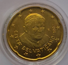 20 Cent-Münze "VATIKAN ",2007,Nordisches Gold,5,74g,22,25mm,STGL,mit Zertifikat