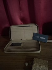 NEW Steve Madden Clutch Embossed Brown Gold Zip Around Wallet Wristlet Purse