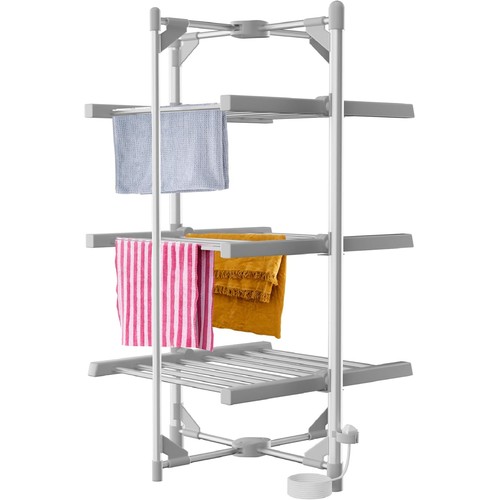 3-Tier 220W Heated Clothes Airer 24 Rails Drying Rack Foldable Drying Laundry