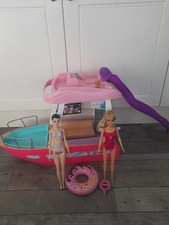 barbie large dream boat+ 2 dolls, puppy+ accessories