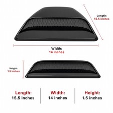 Black Abs Racing Hood Scoop Air Vent Cover For Gmc Sierra 1500 07-13 15.5x14