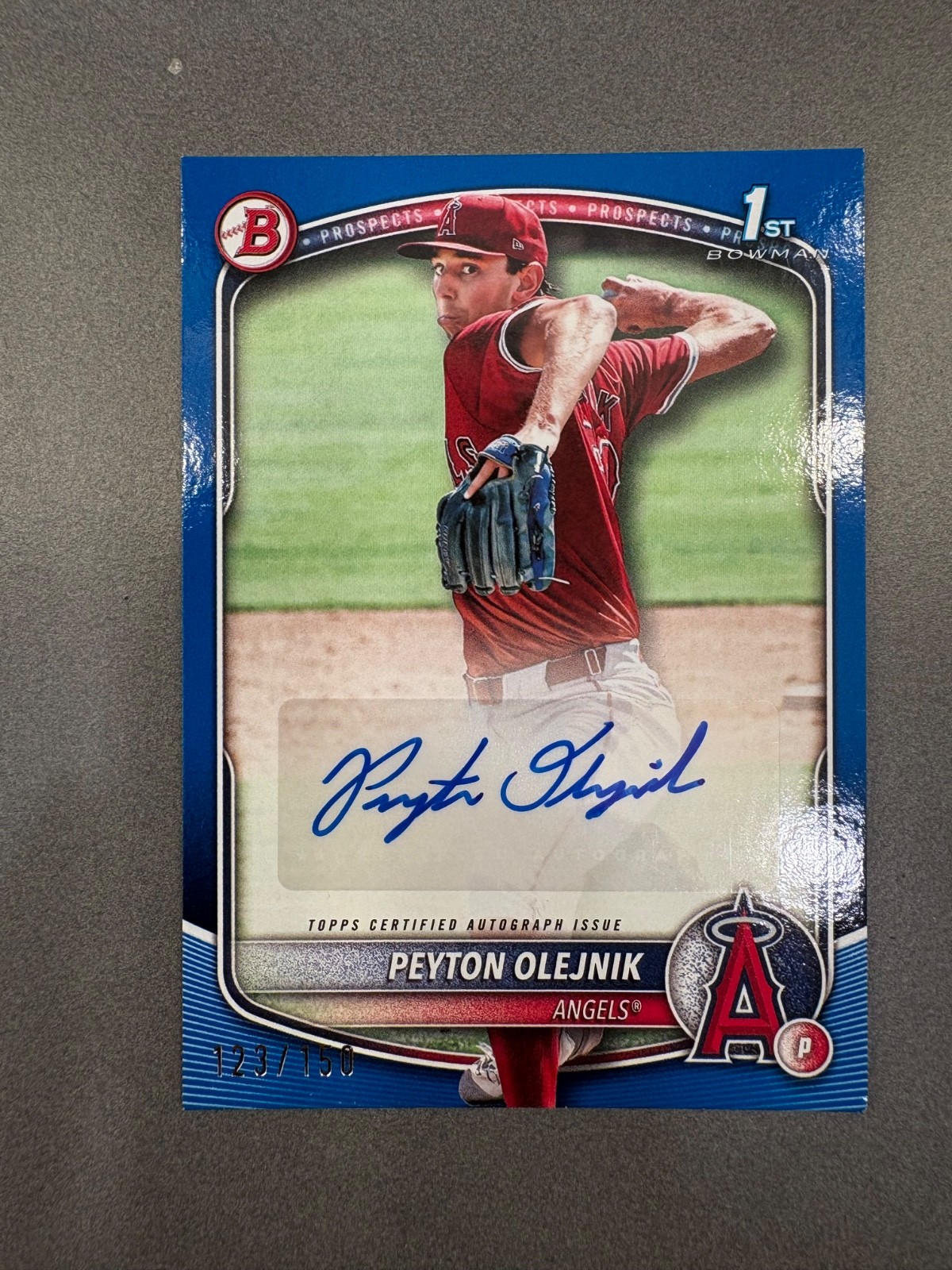 Peyton Olejnik 2025 Bowman 1st Paper BLUE AUTO /150 SP #BPA-PO - LA Angels