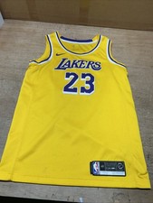 LA Lakers LeBron James 23 Gold Nike Dri-Fit Swingman Icon Jersey Size 40 Small