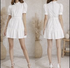 Alice & Olivia Vida Puff Sleeve Mini Dress in White size 6