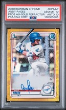 2020 BOWMAN CHROME PROSPECT AUTO GOLD REFRACTOR ANDY PAGES 22/50 PSA 10 AUTO 10