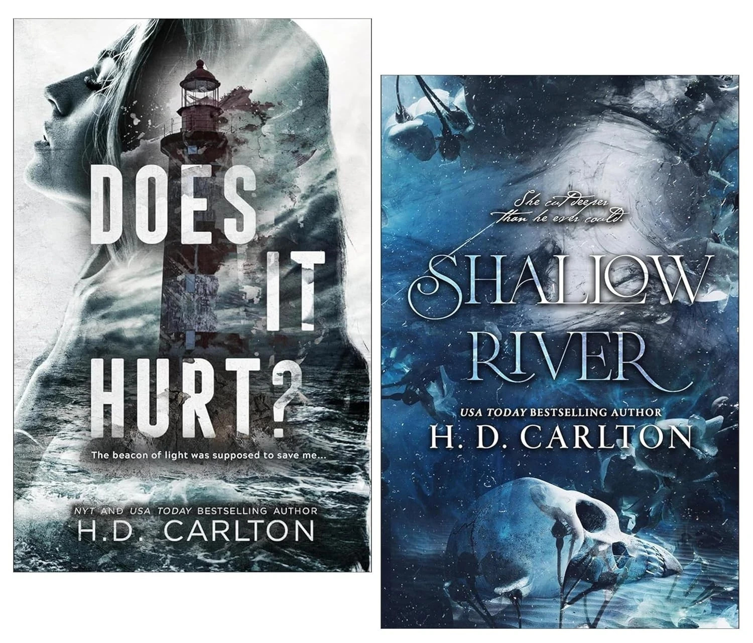 H. D. Carlton Collection 2 Books Set Shallow River,Does It Hurt? Paperback