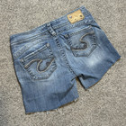 Silver Jeans CUT-OFFS Denim Shorts Womens 27 Low Rise Distressed Blue — photo 7