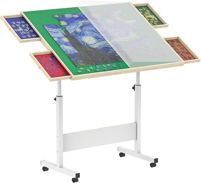 Puzzle Table with Cover and Drawers   1500 Piece Puzzle Board with 360° Rotating