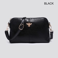 Ladies Shiny Patent Leather Gold Butterfly Multi-Zip Pockets Fashion Handbag