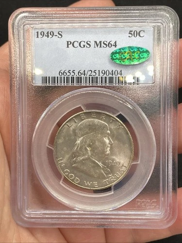 1949 S Franklin Silver Half Dollar MS64 CAC PCGS 50c