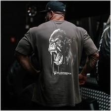 Men Over Sized T Shirt Cotton Gym Running Street Wear Fitness Loose Tee Multi