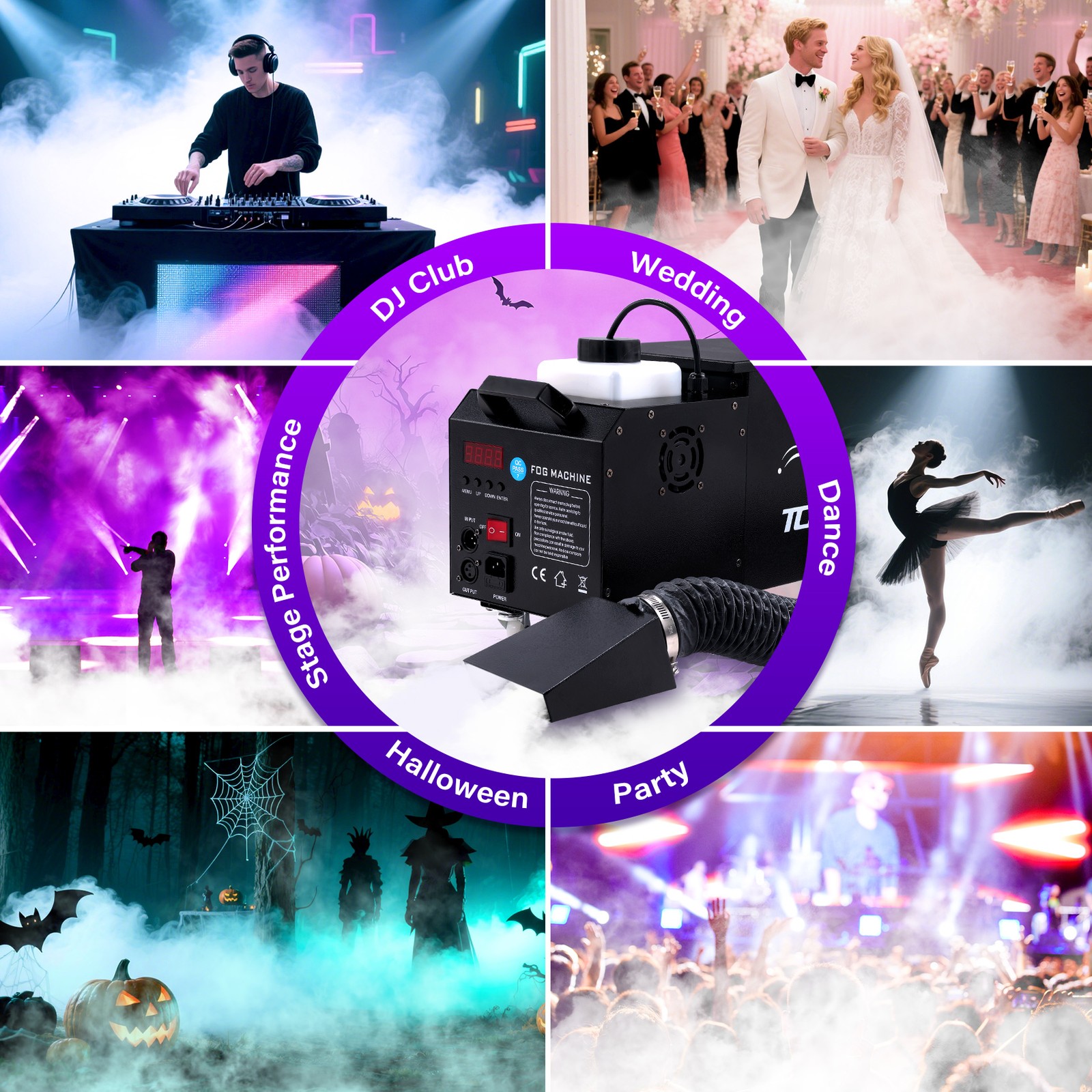 1500W Low Lying Water Mist Machine Halloween Stage Ground Fogger With DMX Remote