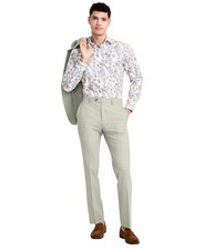 Bar Iii Mens Slim fit Wool Dress Pants 30 / 30 Green Solid