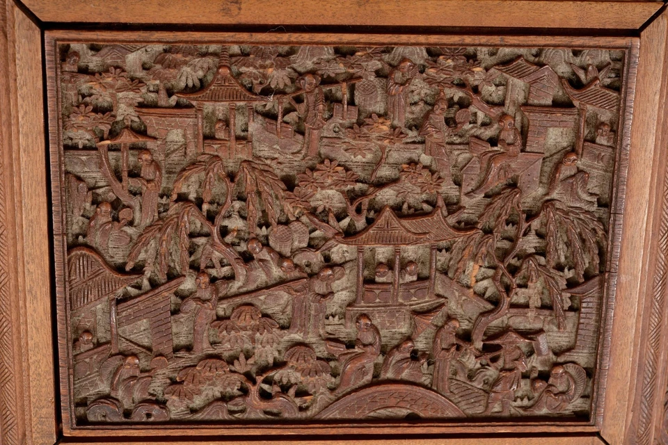 Figura de caja tallada en madera tallada de sándalo chino de 1930 Foto 2 de 4