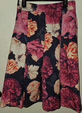 Eliza J Women's Pleated Floral Midi Skirt Multicolor Lined Regular Size 10