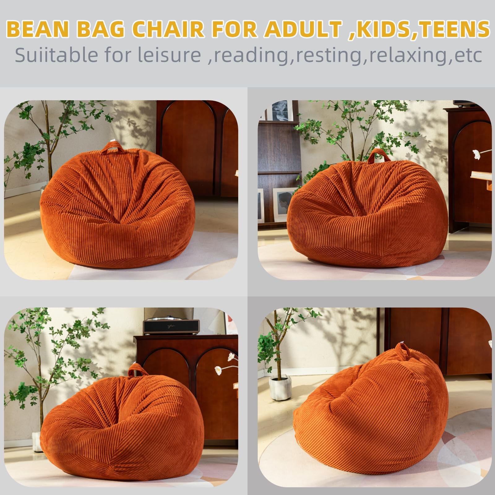 Stuffed Animal Storage Bean Bag Chair Cover (No Filler), Large Toy Storage Or...