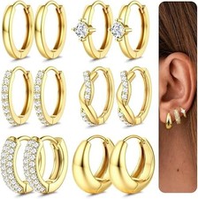 Small Chunky Gold Hoop Earrings for Women Hypoallergenic 14K Gold Filled Huggie
